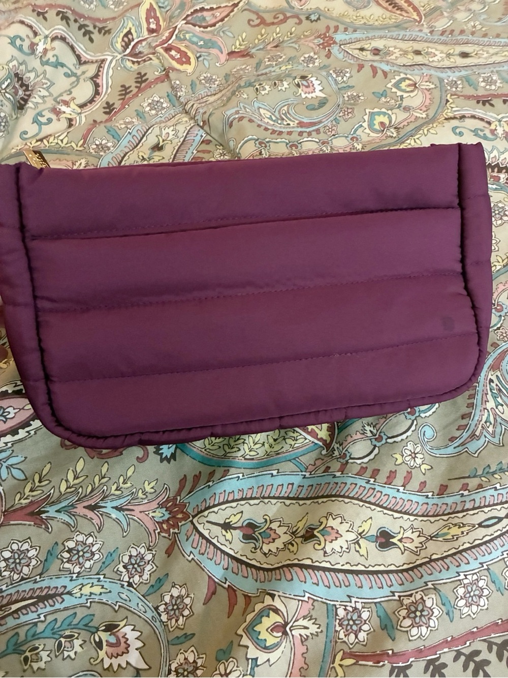 Beautiful Quilted Plum Cosmetics Bag